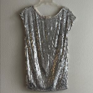 Style Rack Silver Sequined Mini Dress Lined in Size Small